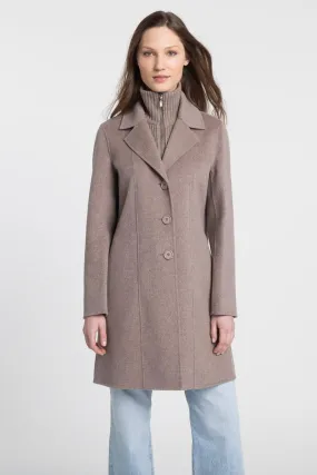 Knit Insert Notch Collar Coat