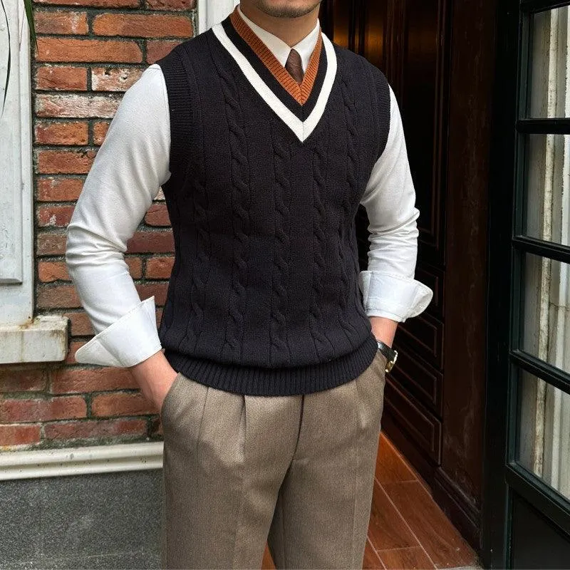 Knitted Sleeveless Vest Men's Retro Bottoming Sweater