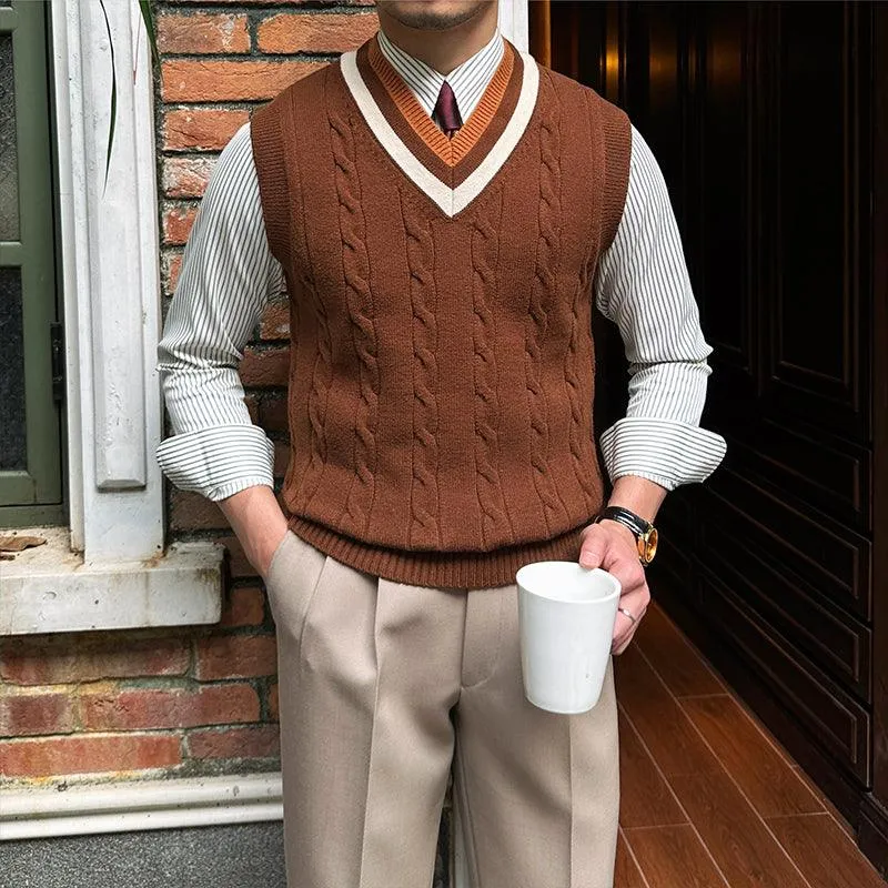 Knitted Sleeveless Vest Men's Retro Bottoming Sweater