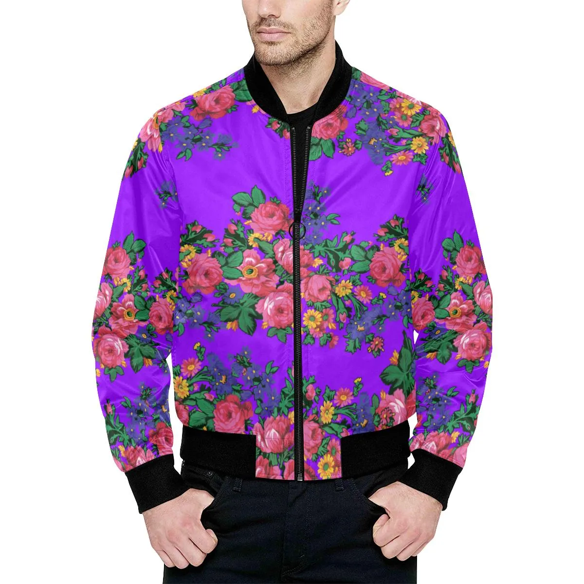 Kokum's Revenge-Lilac Unisex Heavy Bomber Jacket with Quilted Lining