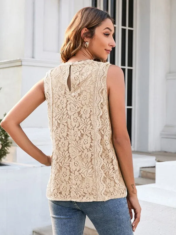 Lace Vest New Solid Color Hollow Lace Sexy Knitted Lace Top