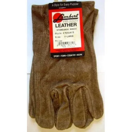 Lambert Brown Stonewash Ranch Suede Leather Glove XL