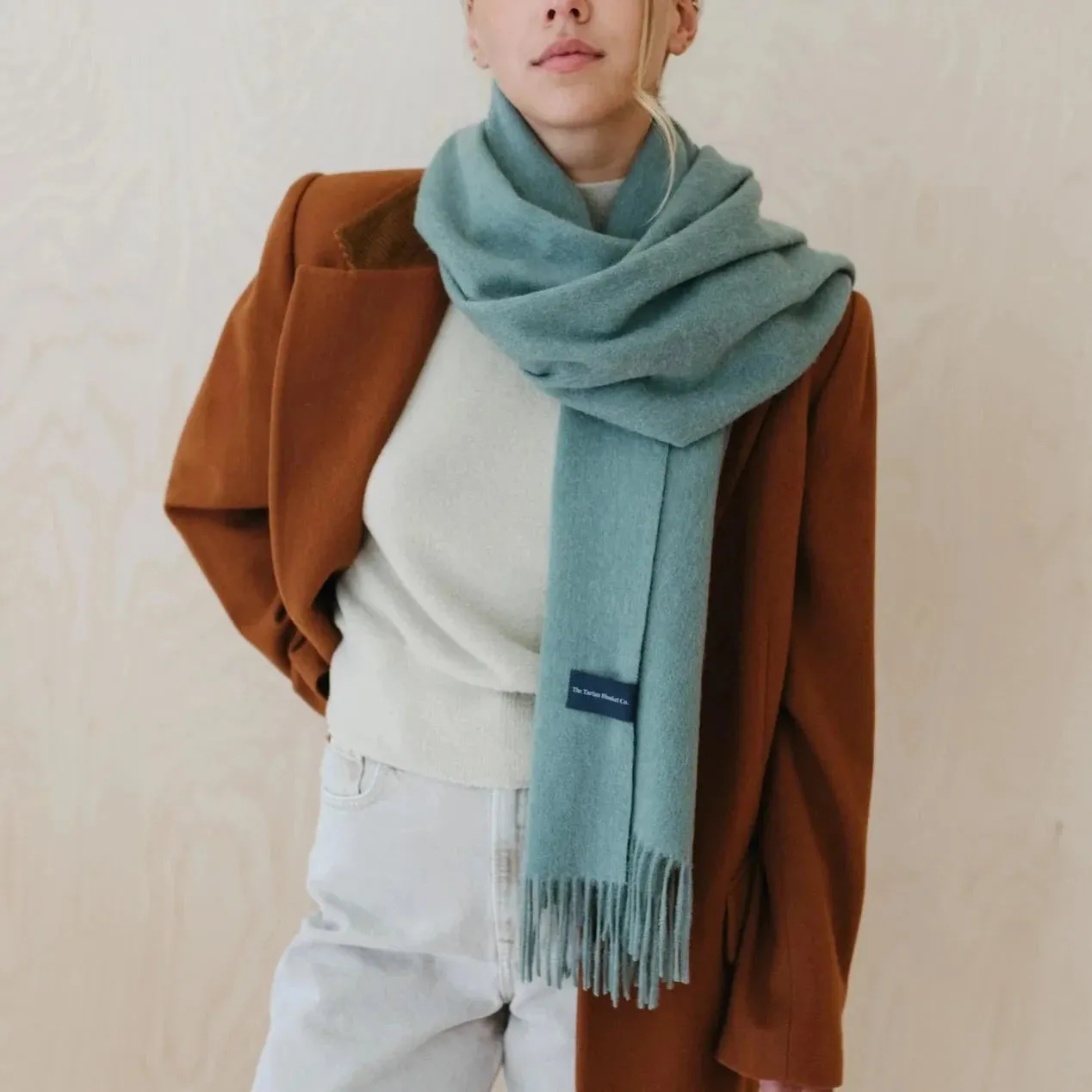 Lambswool Oversized Scarf - Sage Melange