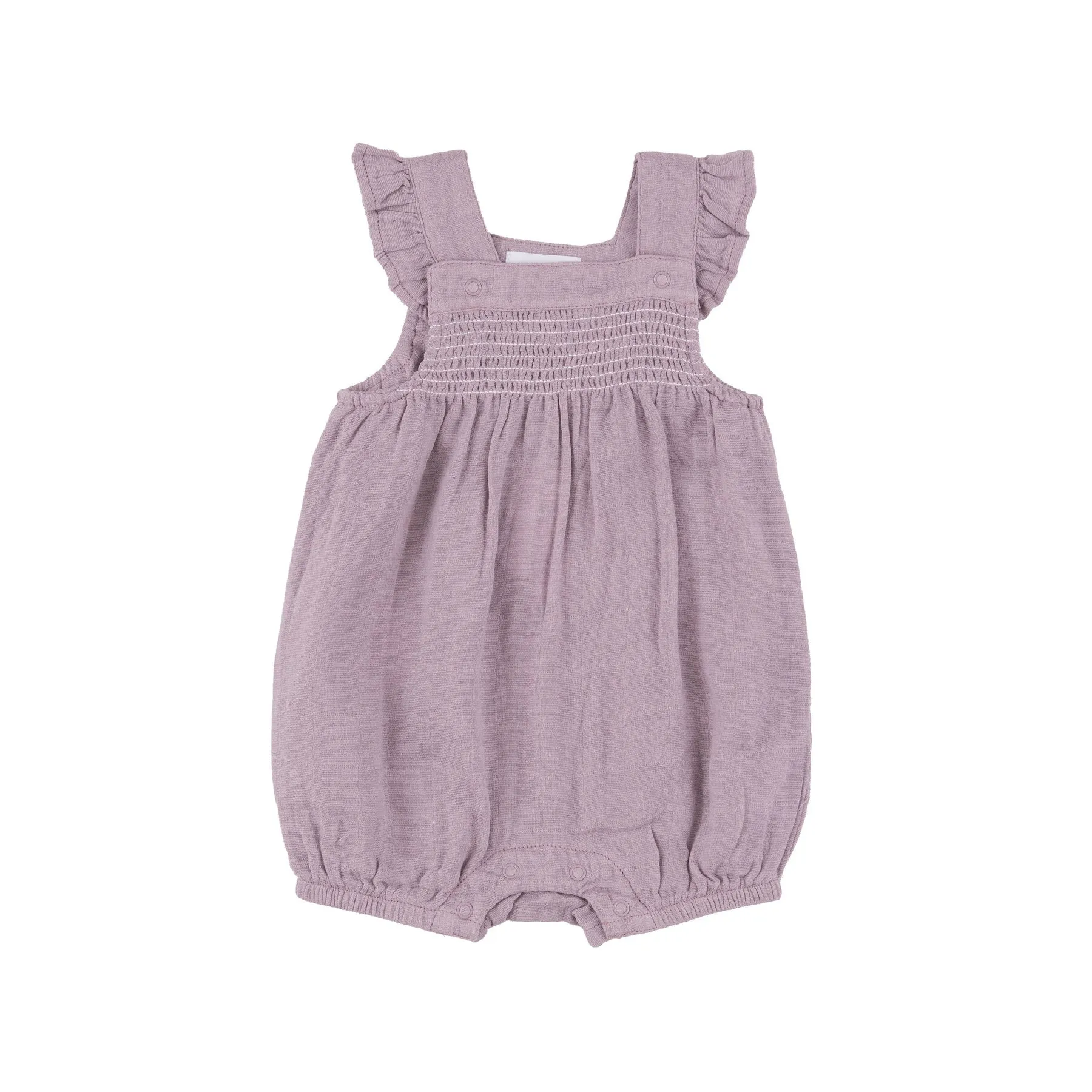 Lavender Smocked Front Overall Shortie