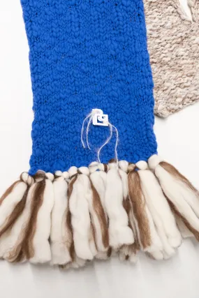 LE BLOCK SCARF CREAM CHOCOLATE ELECTRIC BLUE