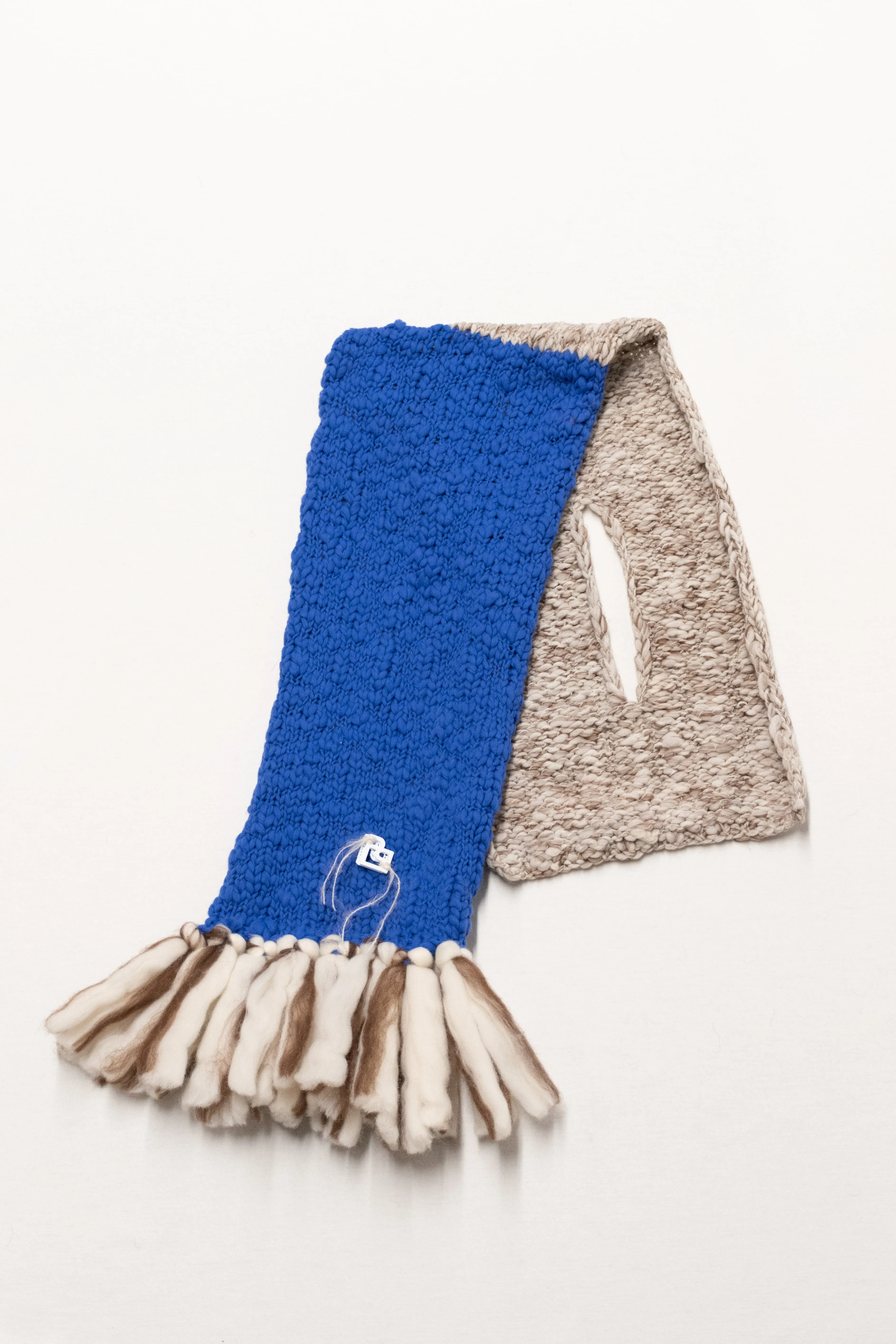 LE BLOCK SCARF CREAM CHOCOLATE ELECTRIC BLUE