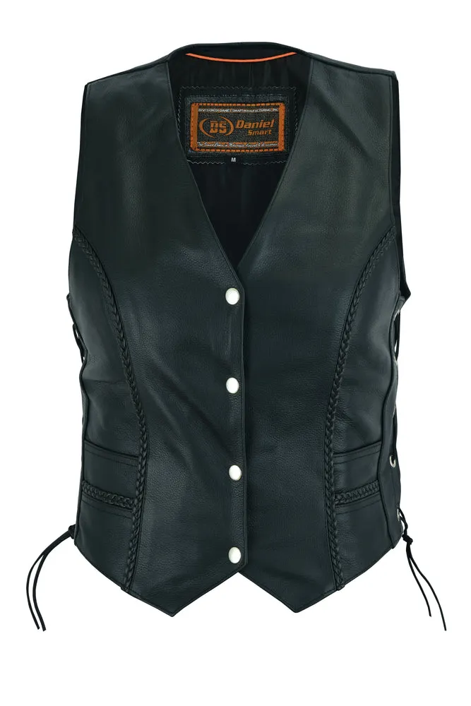 Leather Women's Lightweight Braided Vest