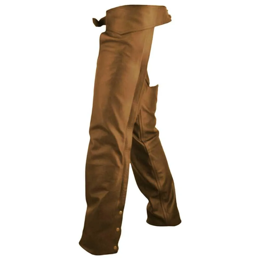 Legendary 'Bad Ass' Leather Motorcycle Chaps - Brown