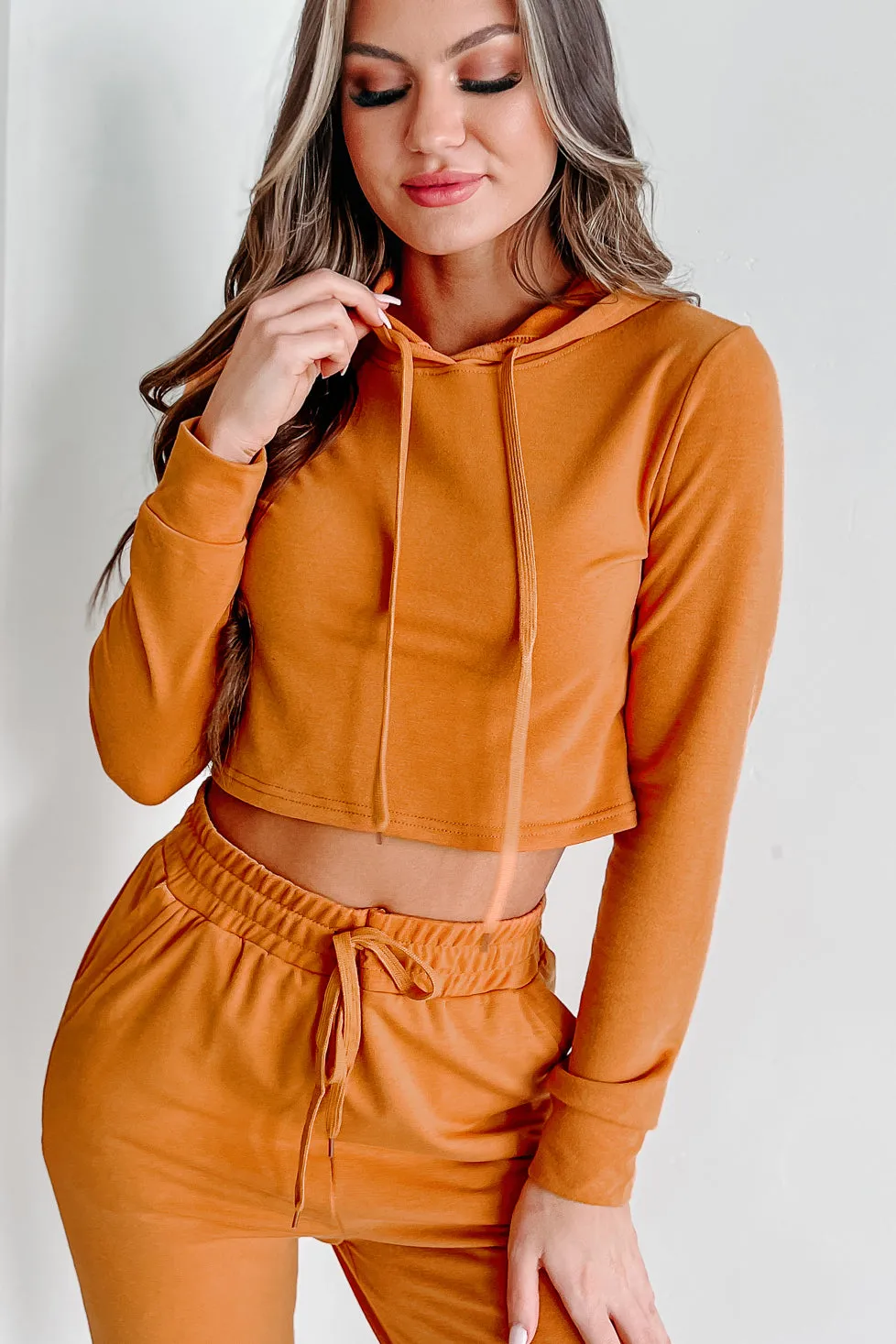 Living & Loving Crop Top & Jogger Two-Piece Set (Copper)