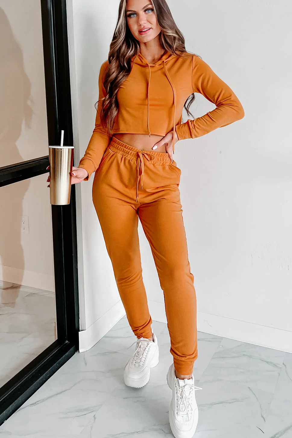 Living & Loving Crop Top & Jogger Two-Piece Set (Copper)