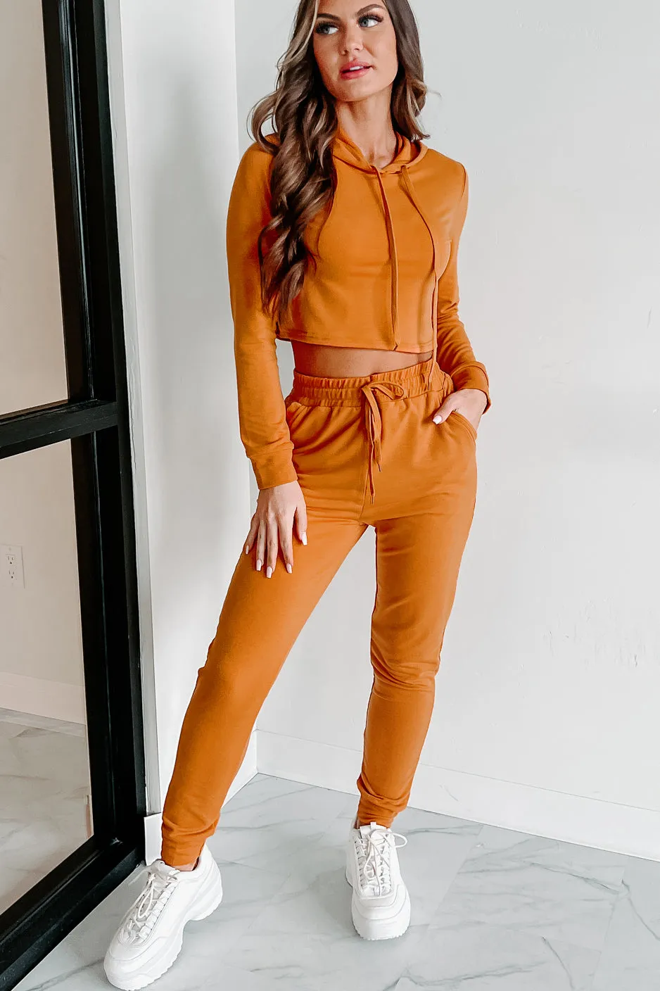 Living & Loving Crop Top & Jogger Two-Piece Set (Copper)