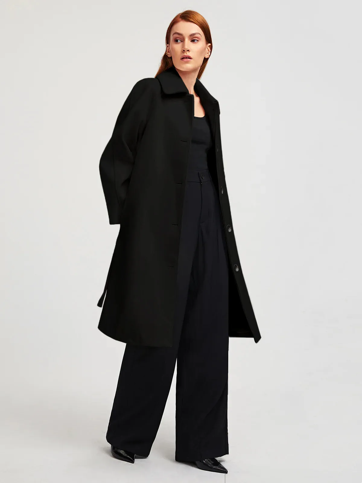 Loose Wool Coat With Belt