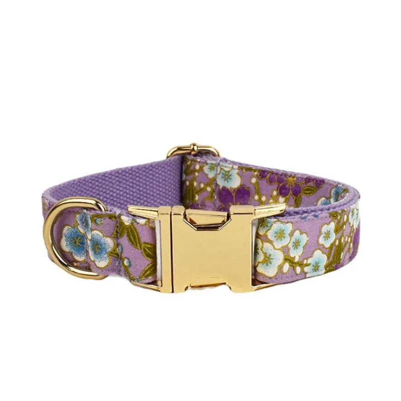 LovelyRLovely Purple And Wind Floral Dog Collar Set