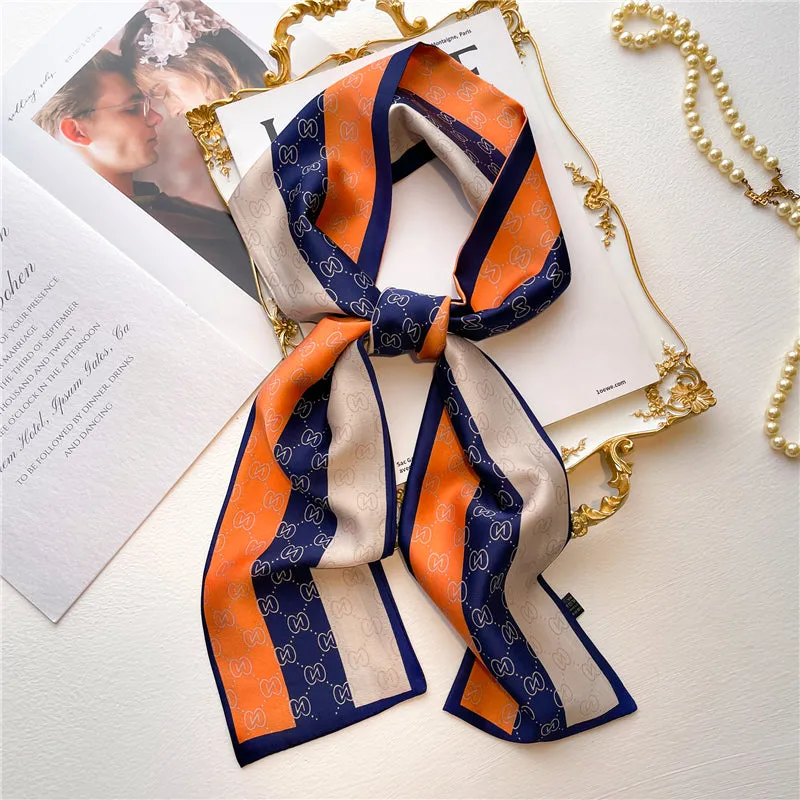 Luxury Brand Neckerchief Ribbon Scarf Women Design Head Band Hair Bands