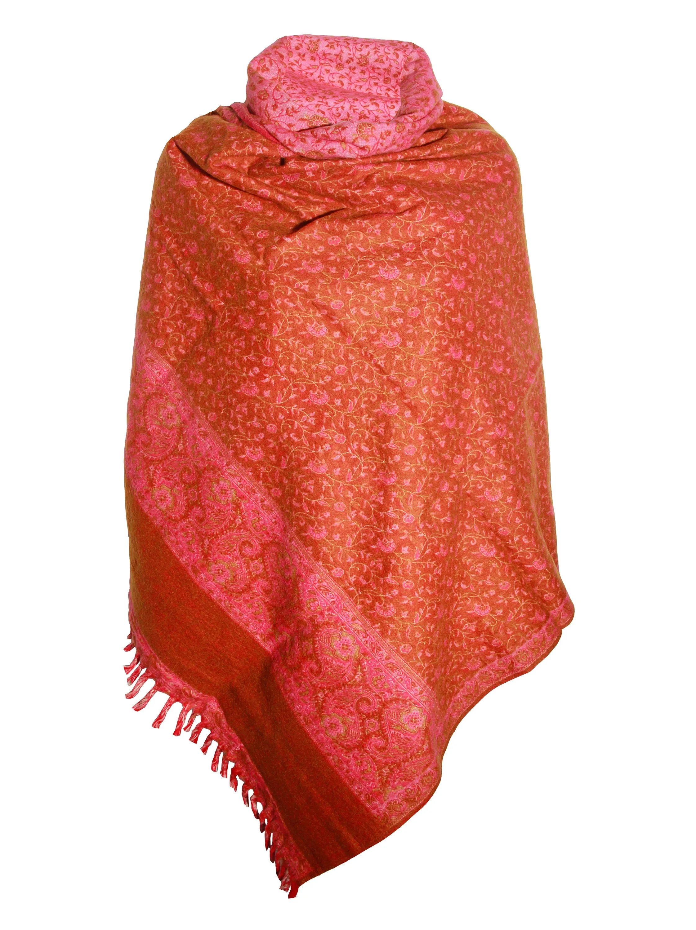 LUXURY HANDMADE ORANGE floral Scarf Yak Wool comfortable scarf Shawl Blanket stole unisexTravel Wrap Meditation Soft Shawl special Gift