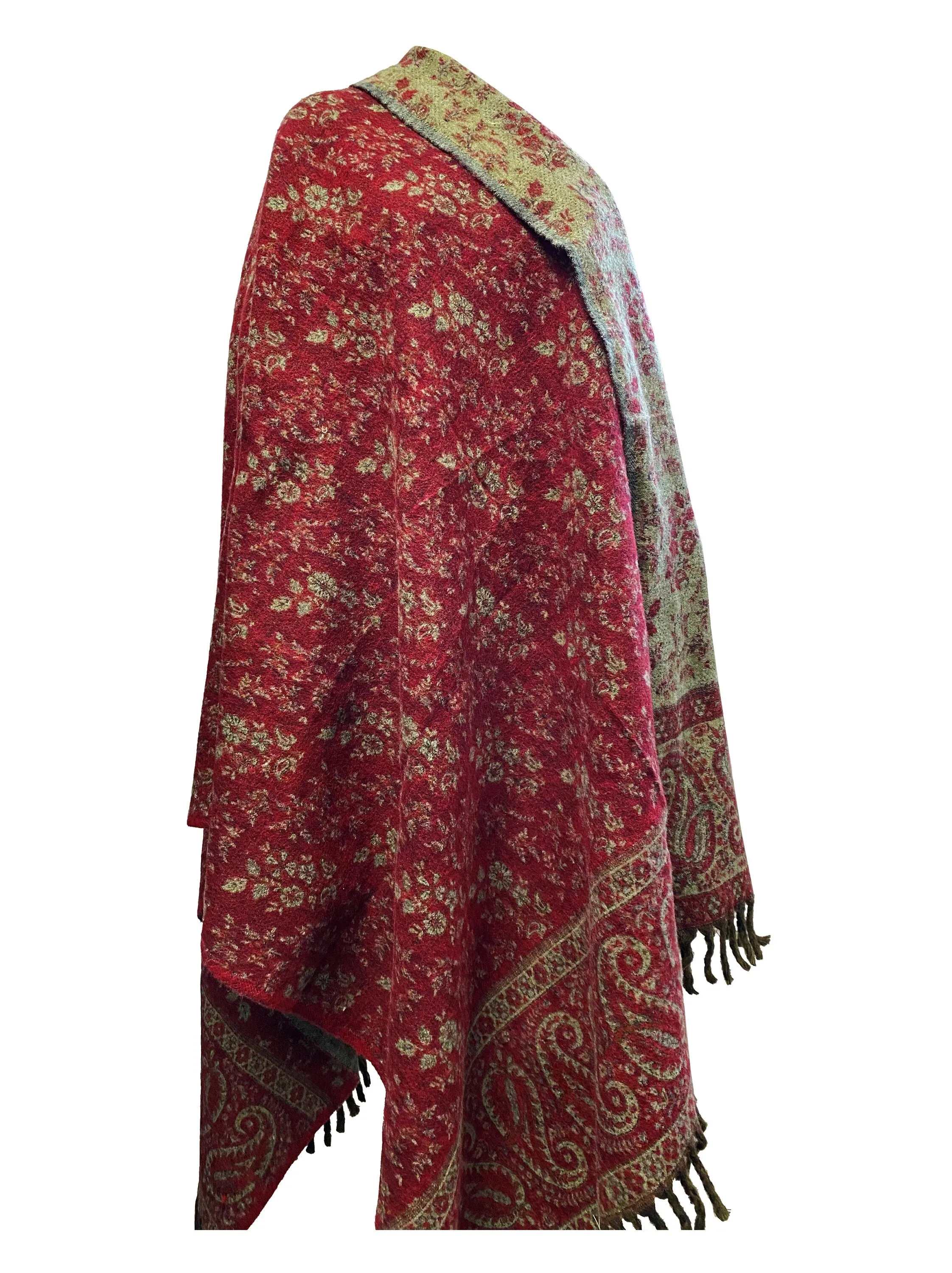 LUXURY HANDMADE soft MAROON floral Scarf Yak Wool comfortable scarf Shawl Blanket stole unisexTravel Wrap Meditation Soft Shawl special Gift