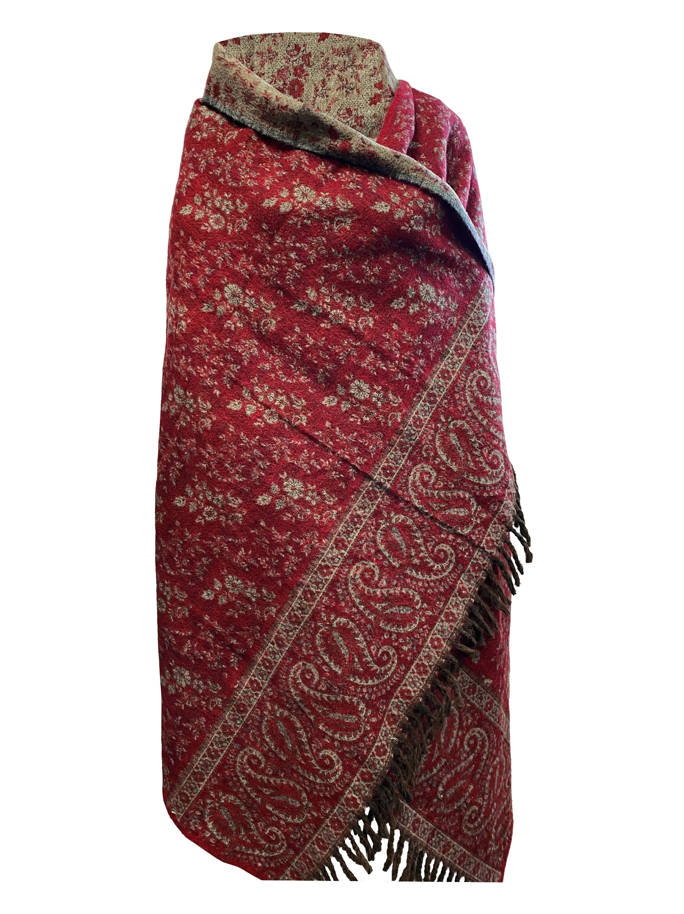 LUXURY HANDMADE soft MAROON floral Scarf Yak Wool comfortable scarf Shawl Blanket stole unisexTravel Wrap Meditation Soft Shawl special Gift