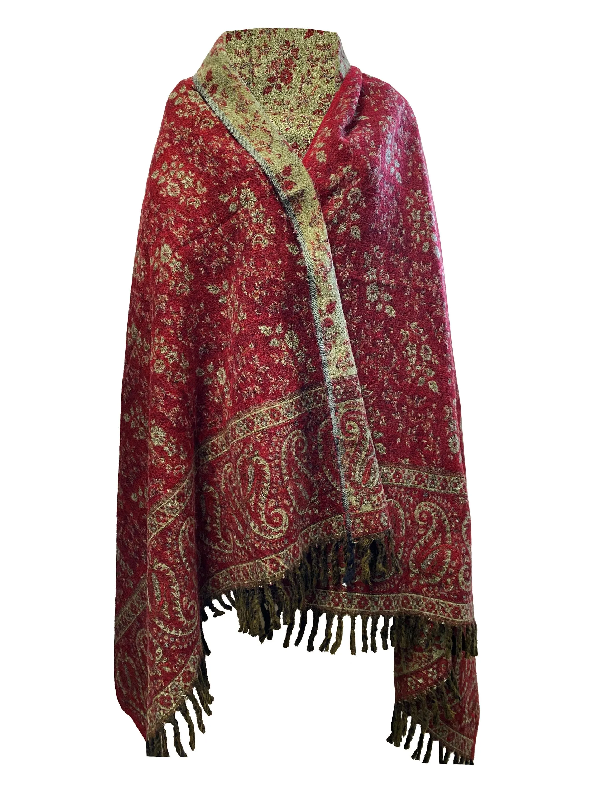 LUXURY HANDMADE soft MAROON floral Scarf Yak Wool comfortable scarf Shawl Blanket stole unisexTravel Wrap Meditation Soft Shawl special Gift