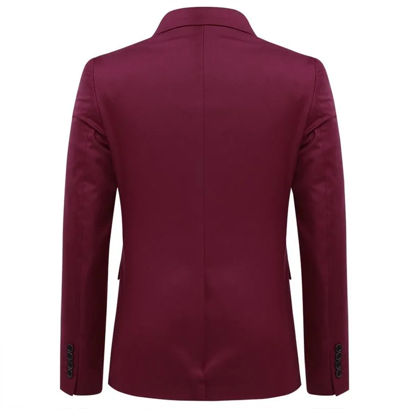 Maroon 3-Piece Suit Slim Fit Two Button Suit