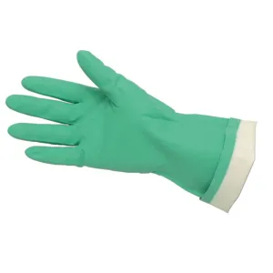 MCR Safety Nitri-Chem 5319E 13 Inches Economy Grade Flock Lined Nitrile Gloves, Green, Large, Box of 12 Pairs