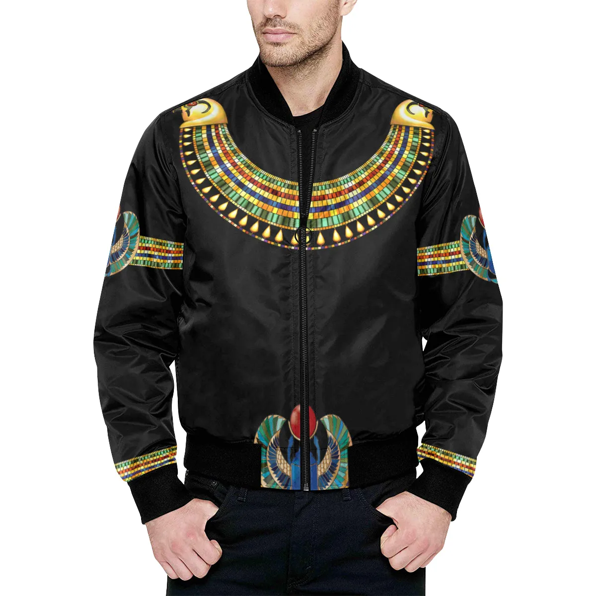 MEDJAY All Over Print Quilted Bomber Jacket