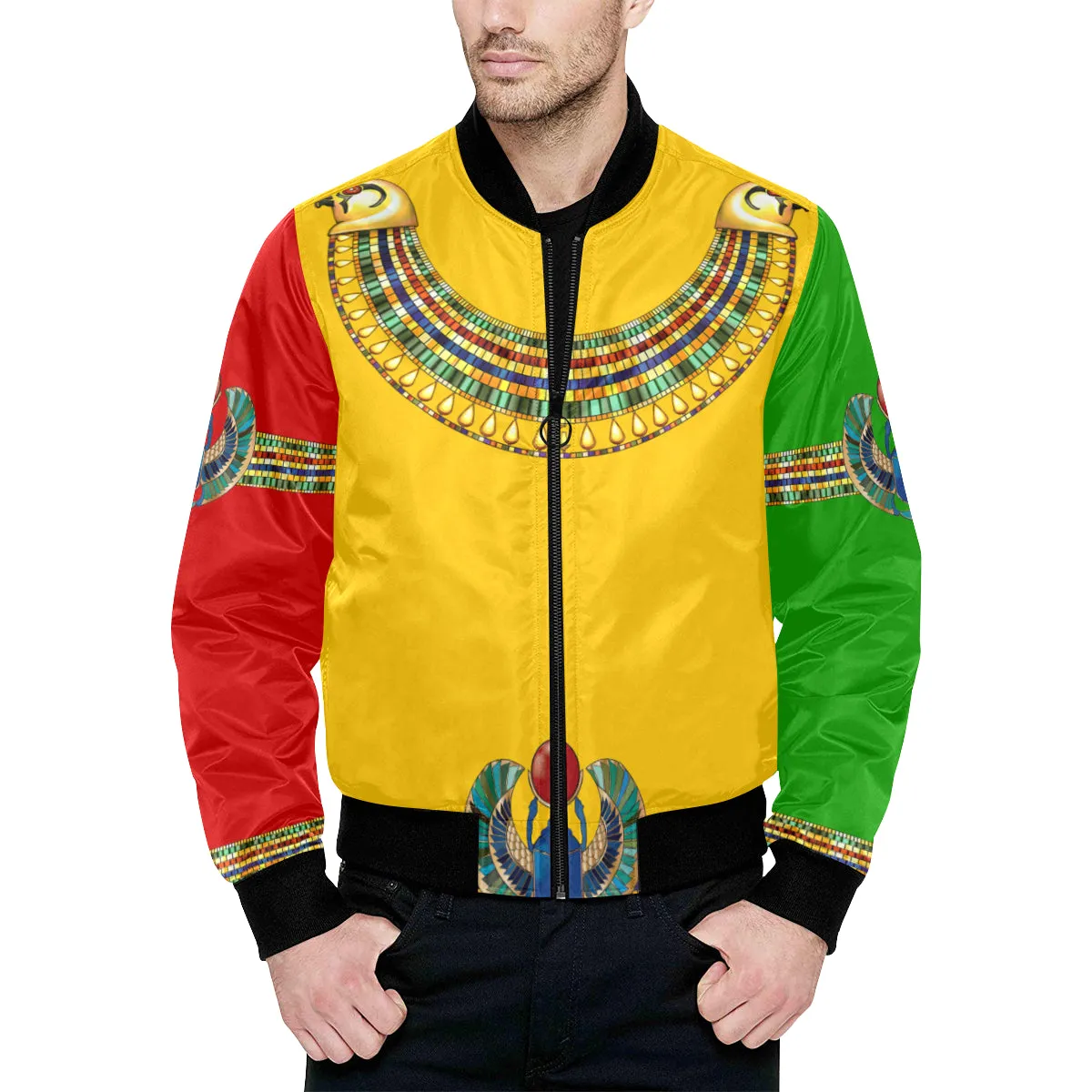 MEDJAY All Over Print Quilted Bomber Jacket