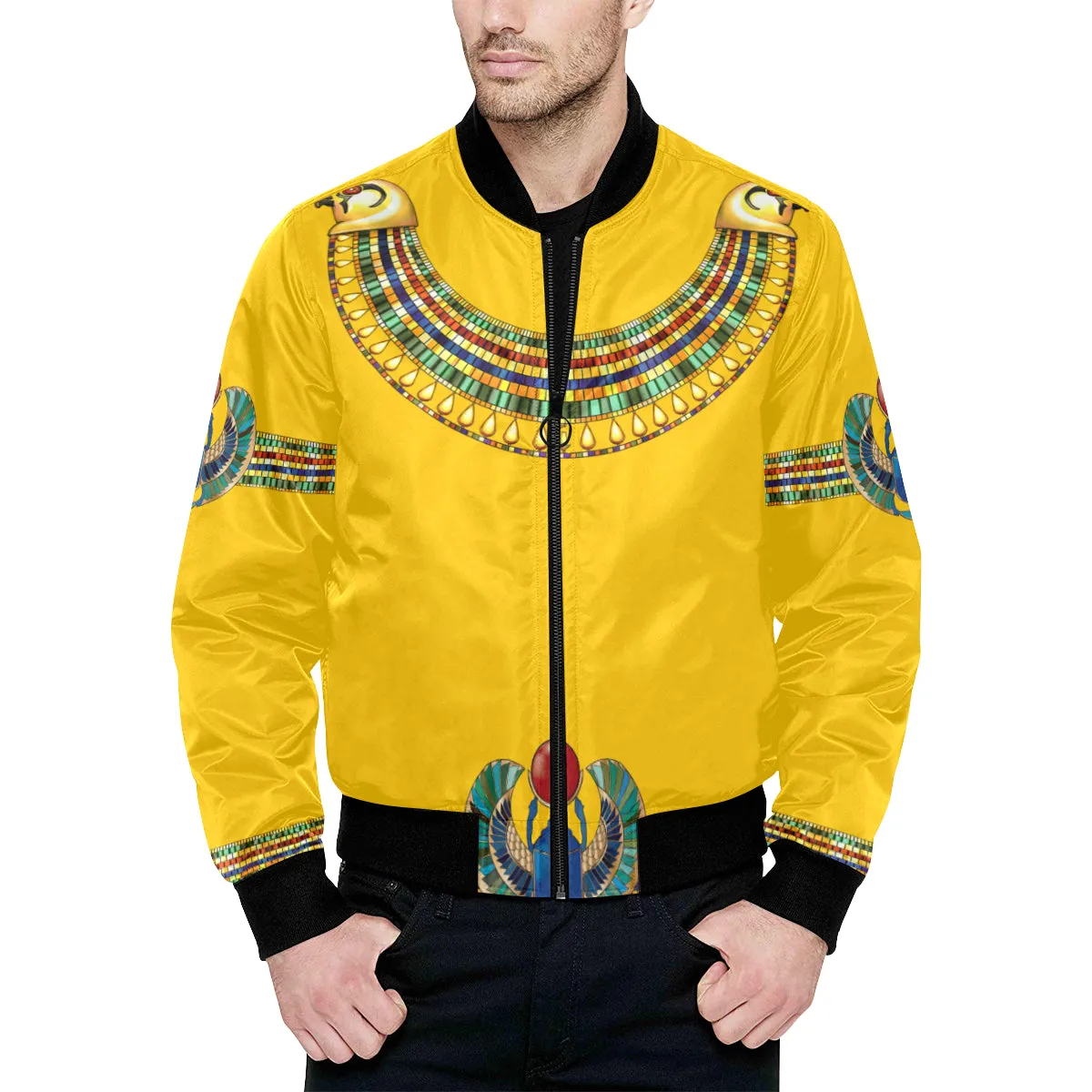 MEDJAY All Over Print Quilted Bomber Jacket