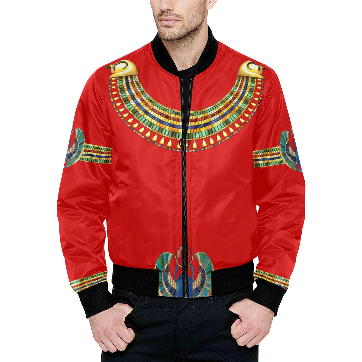 MEDJAY All Over Print Quilted Bomber Jacket