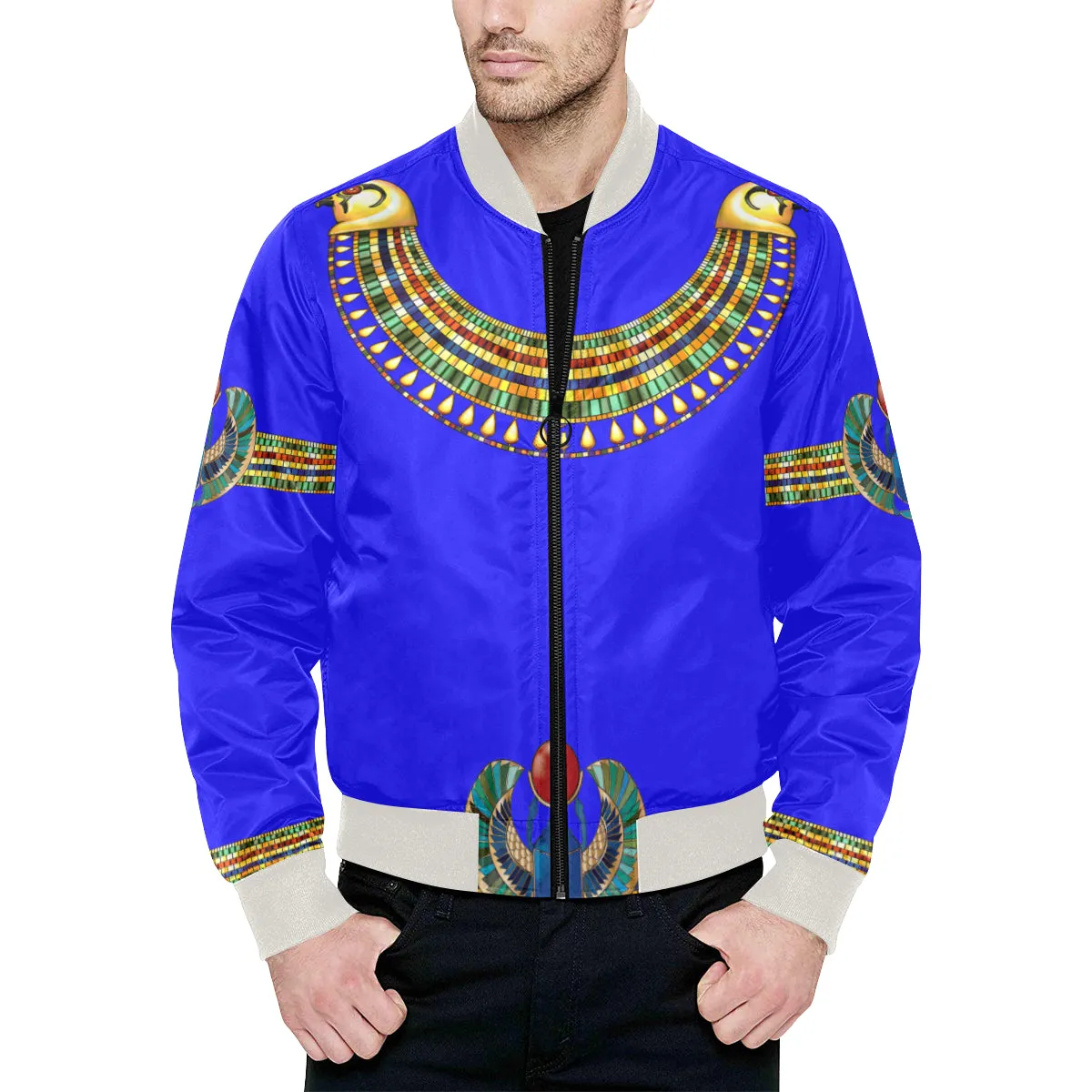 MEDJAY All Over Print Quilted Bomber Jacket