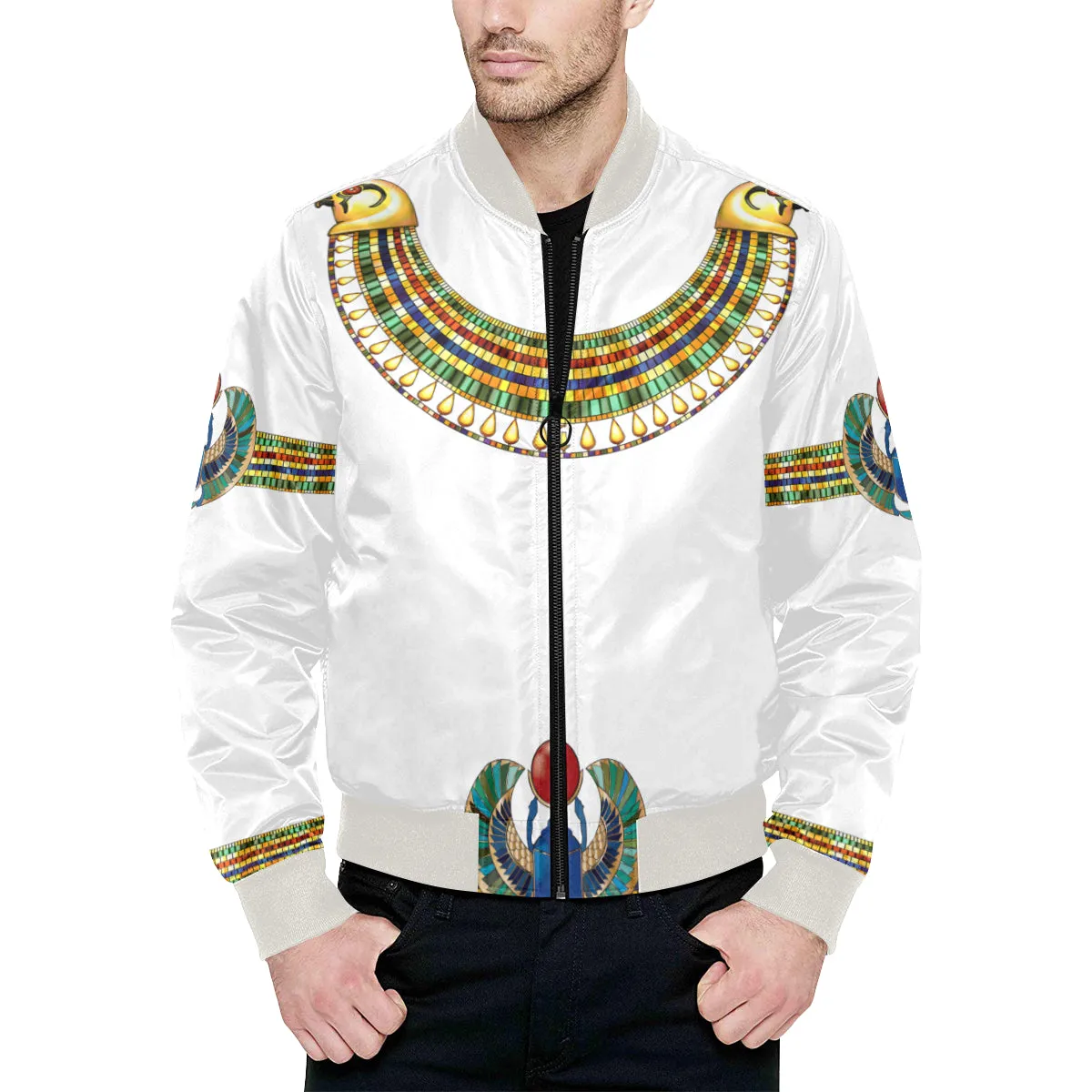 MEDJAY All Over Print Quilted Bomber Jacket