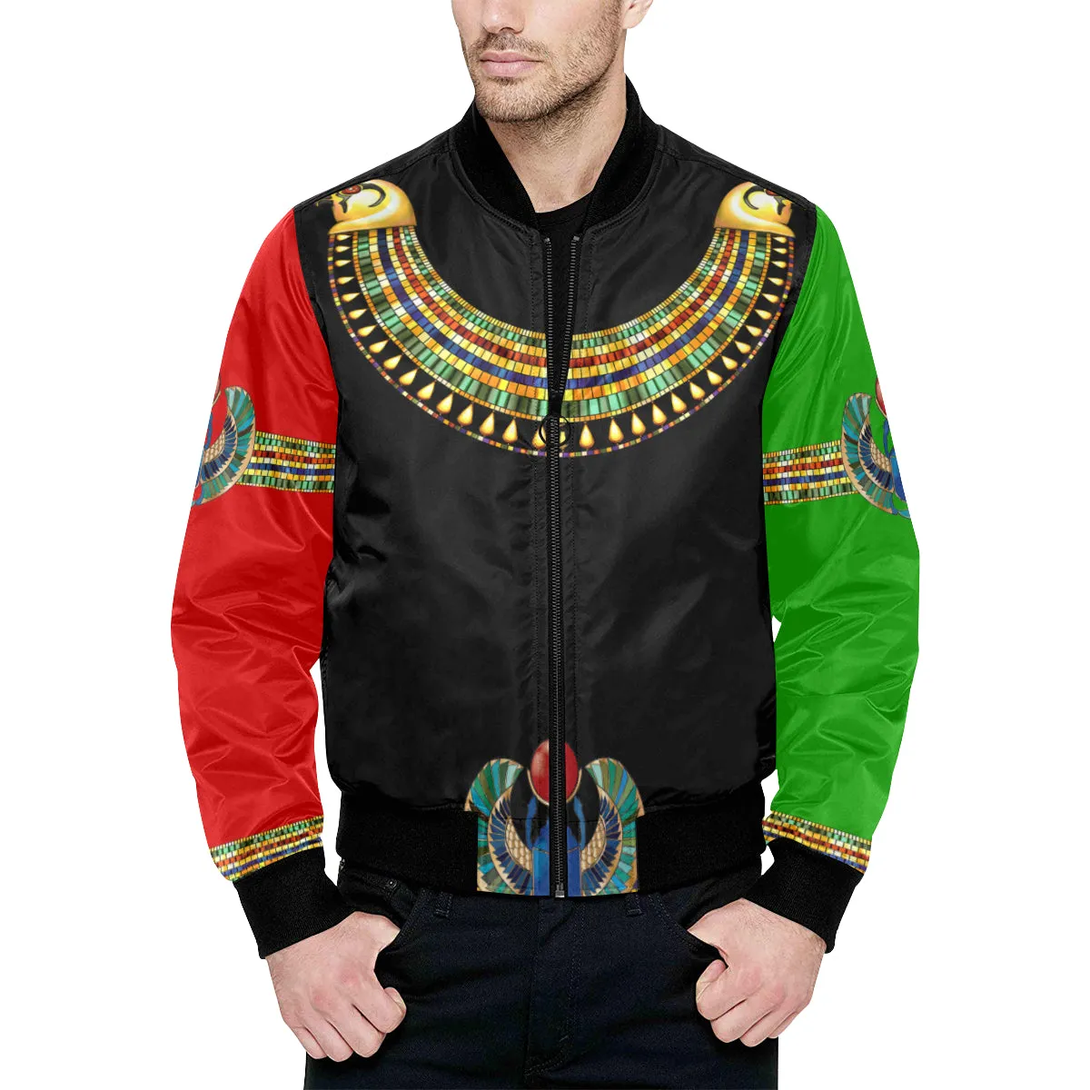 MEDJAY All Over Print Quilted Bomber Jacket