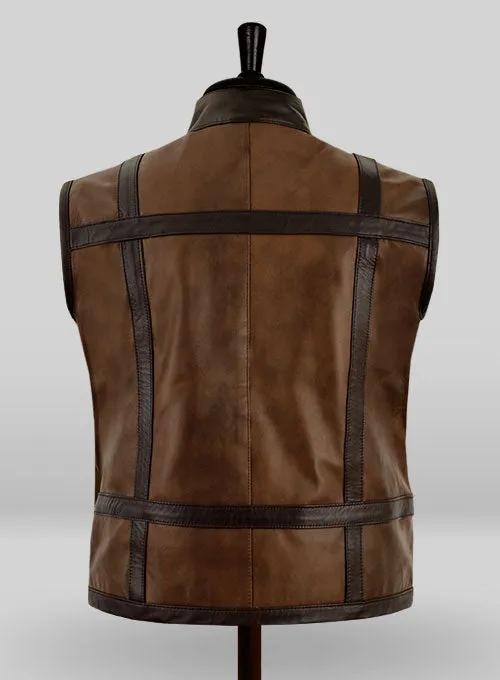 Men’s Camel Brown Leather Biker Vest