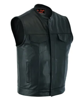 Men's Concealed Snap No Collar Bike Night Vest