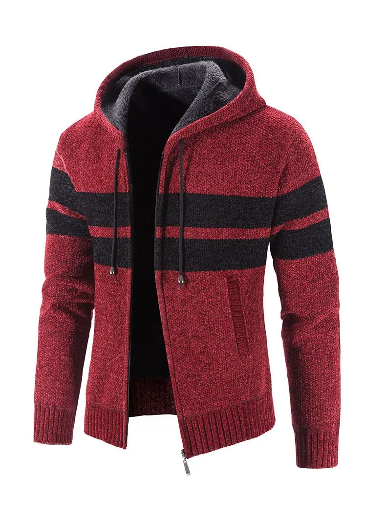 Men's Fleece Thick Color Block Sweater Knitwear 94439243YM