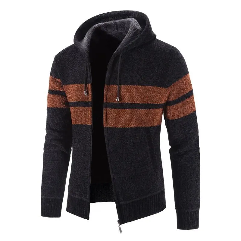 Men's Fleece Thick Color Block Sweater Knitwear 94439243YM