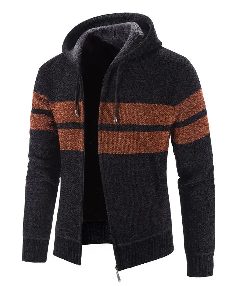 Men's Fleece Thick Color Block Sweater Knitwear 94439243YM