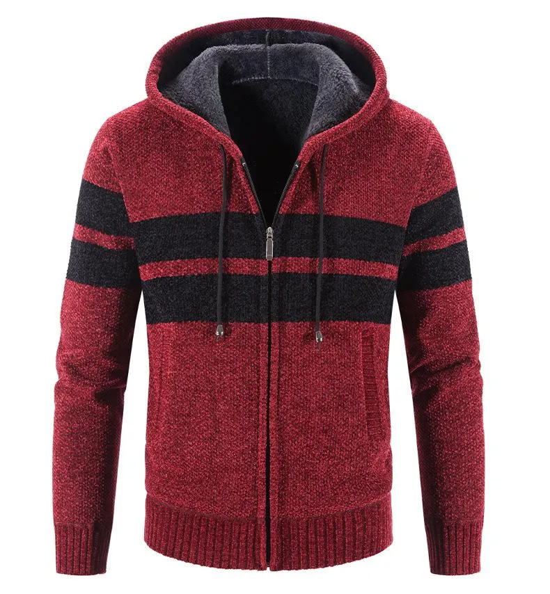 Men's Fleece Thick Color Block Sweater Knitwear 94439243YM