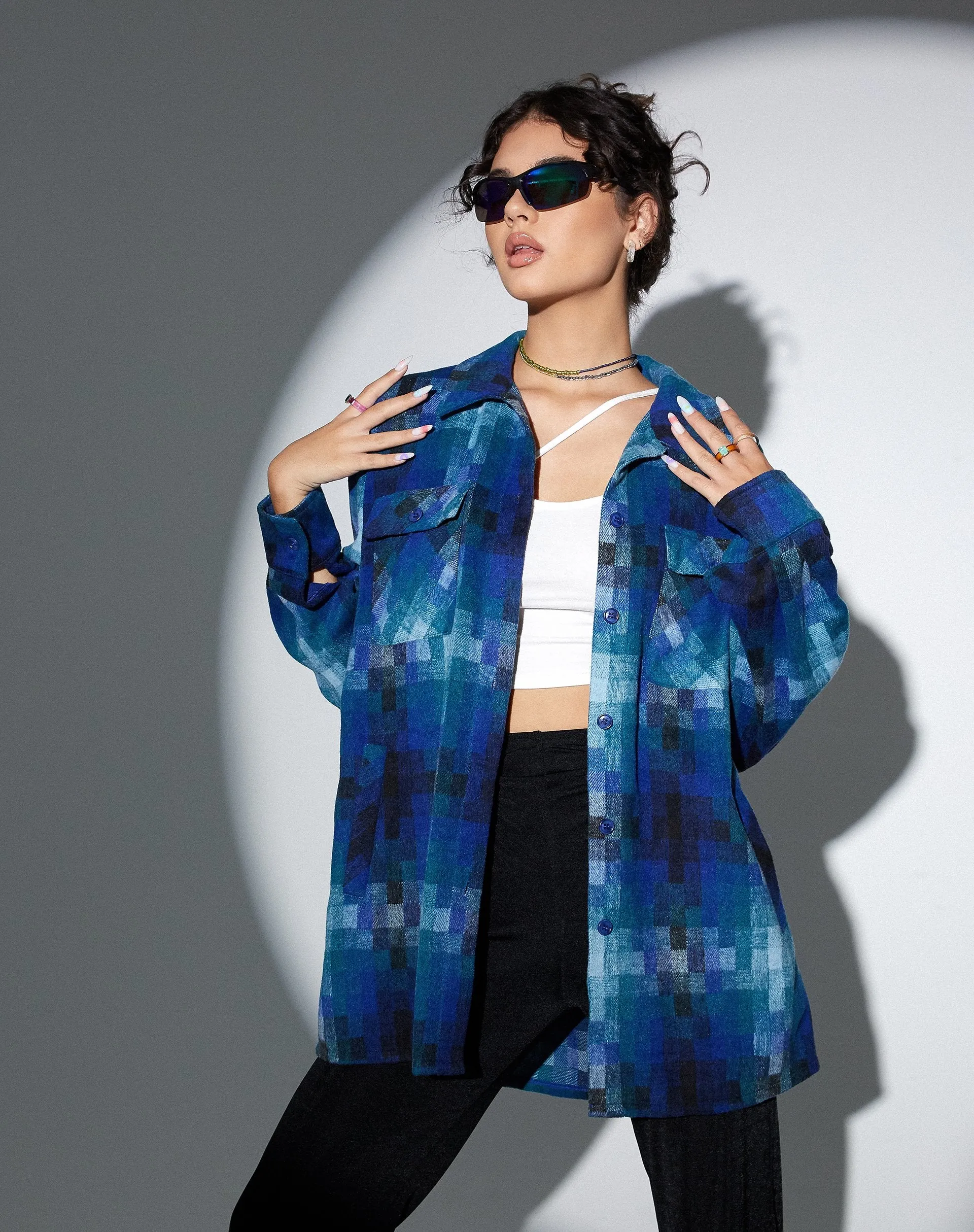 MOTEL X OLIVIA NEILL Medita Shirt in Check Blue