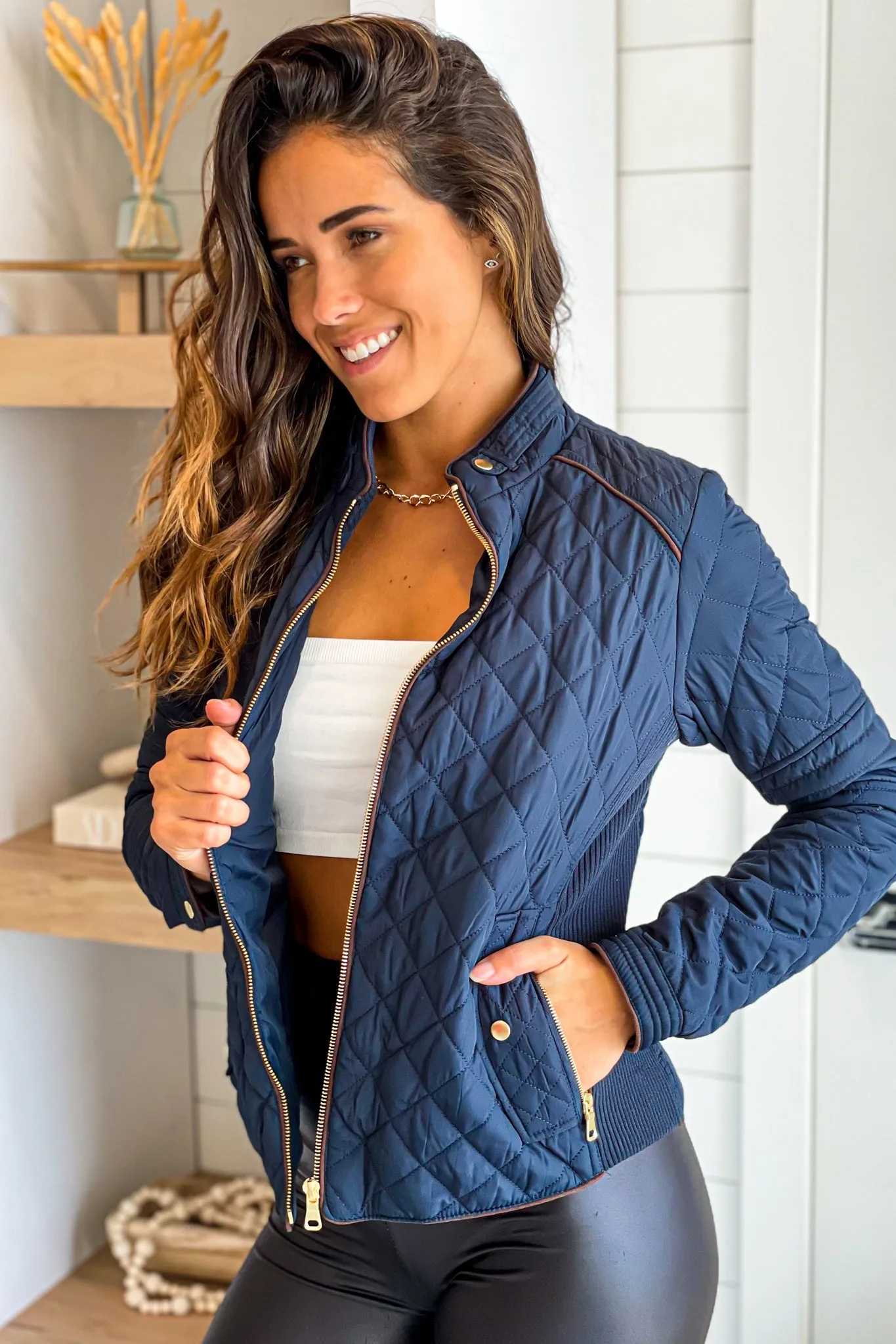 Navy Quilted Jacket