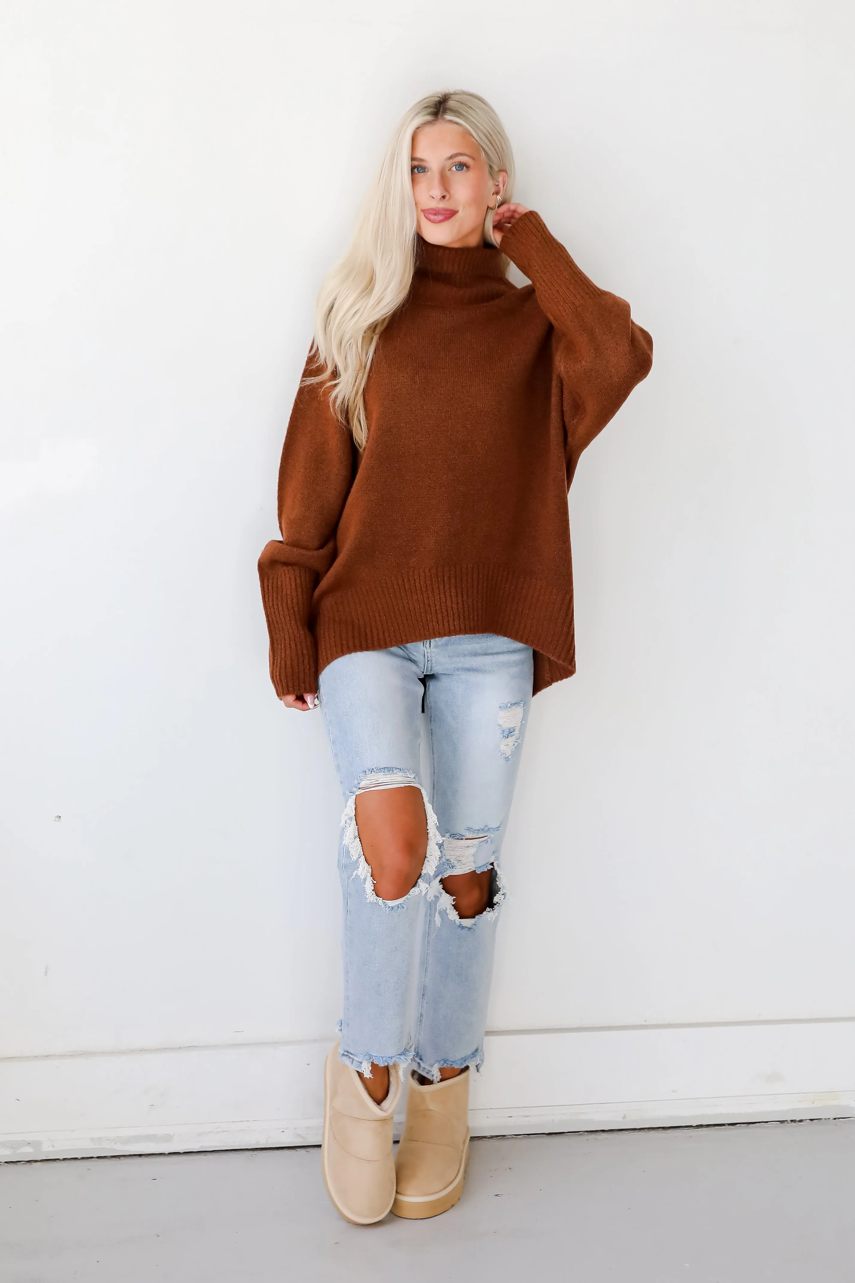 Notably Cozy Turtleneck Oversized Sweater - DOORBUSTER