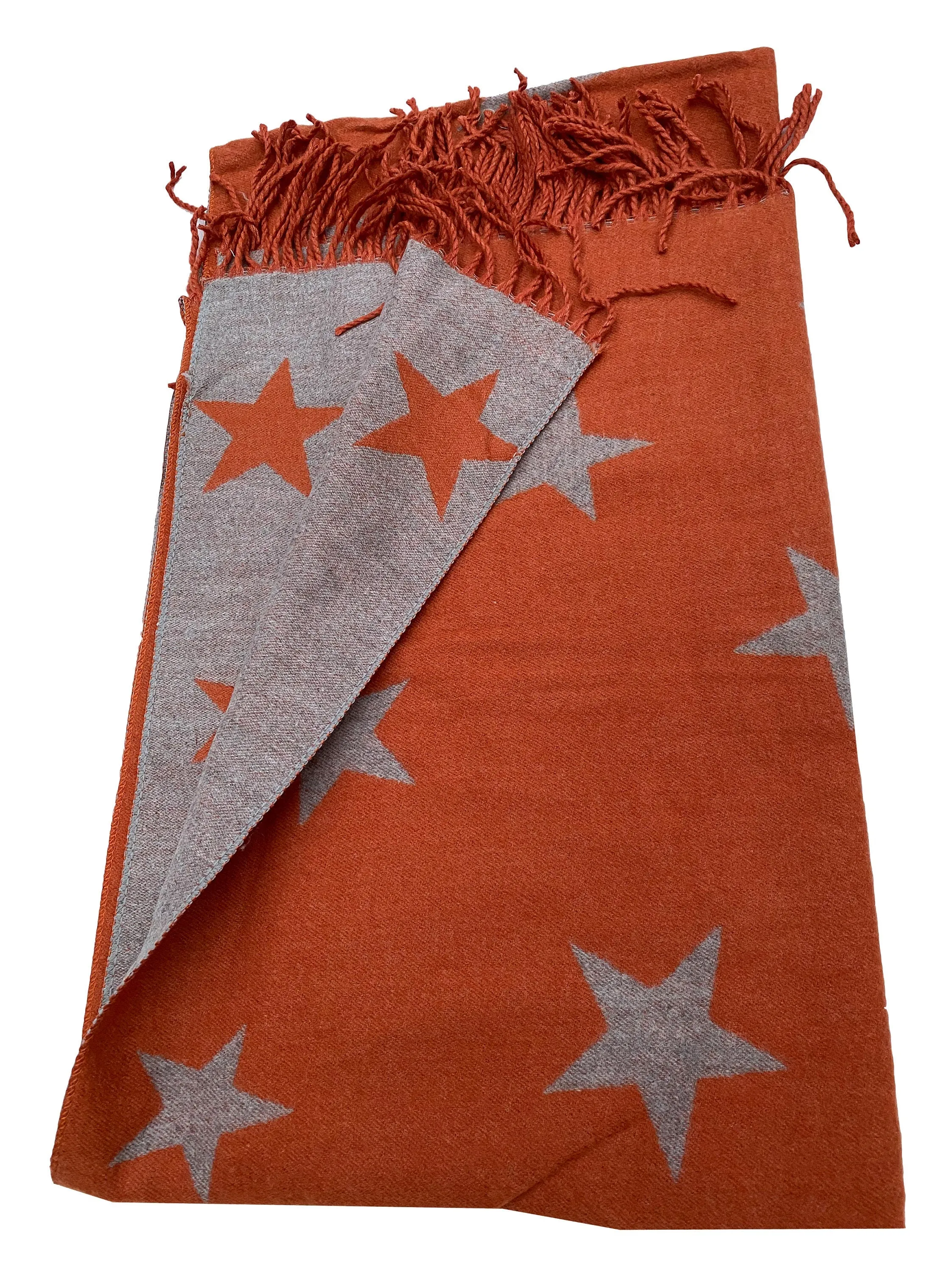 ORANGE COLOUR STARS print cashmere scarf print scarf reversible super soft winter shawl unisex trending scarf Xmas gift for him and her