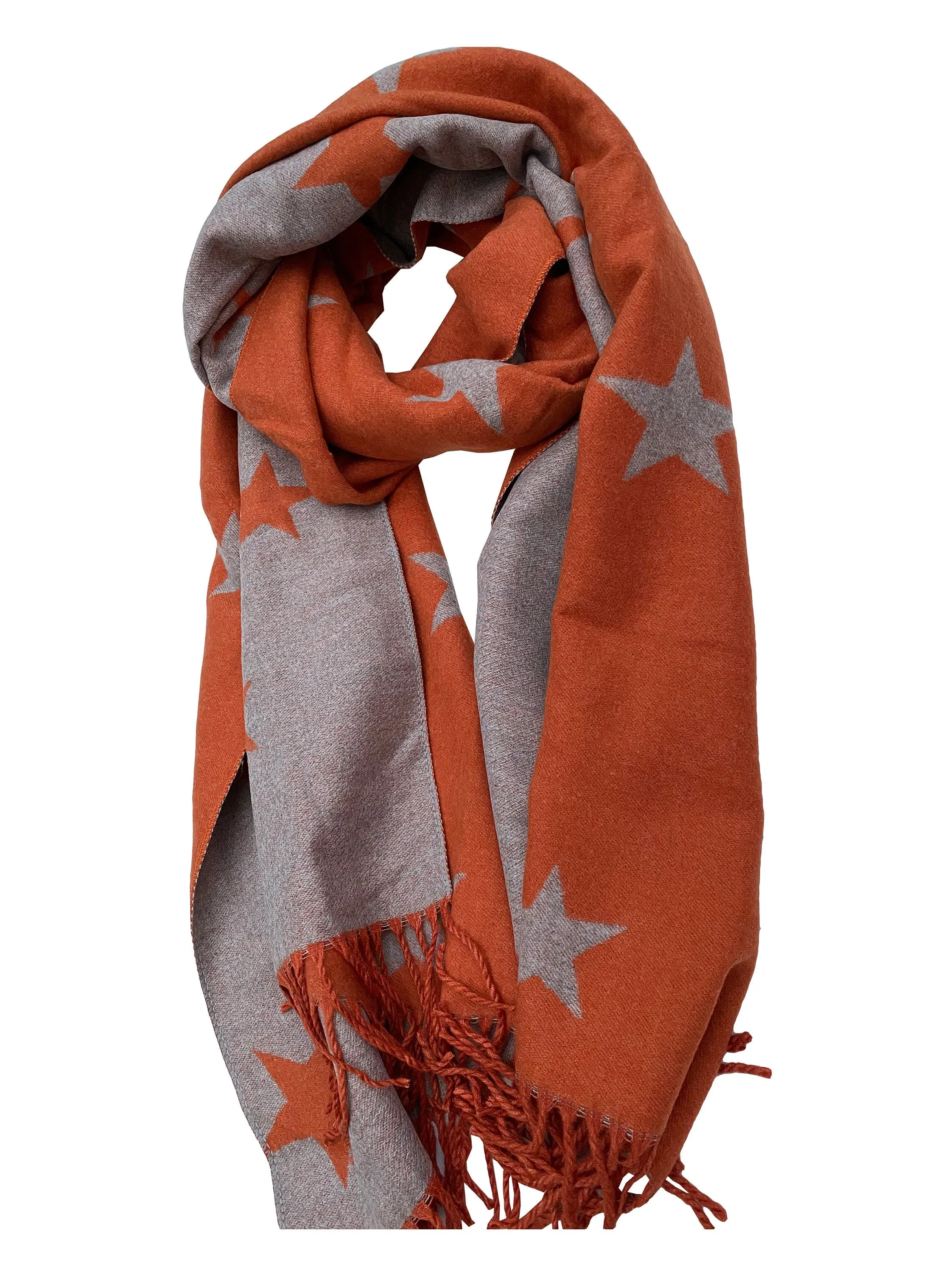 ORANGE COLOUR STARS print cashmere scarf print scarf reversible super soft winter shawl unisex trending scarf Xmas gift for him and her