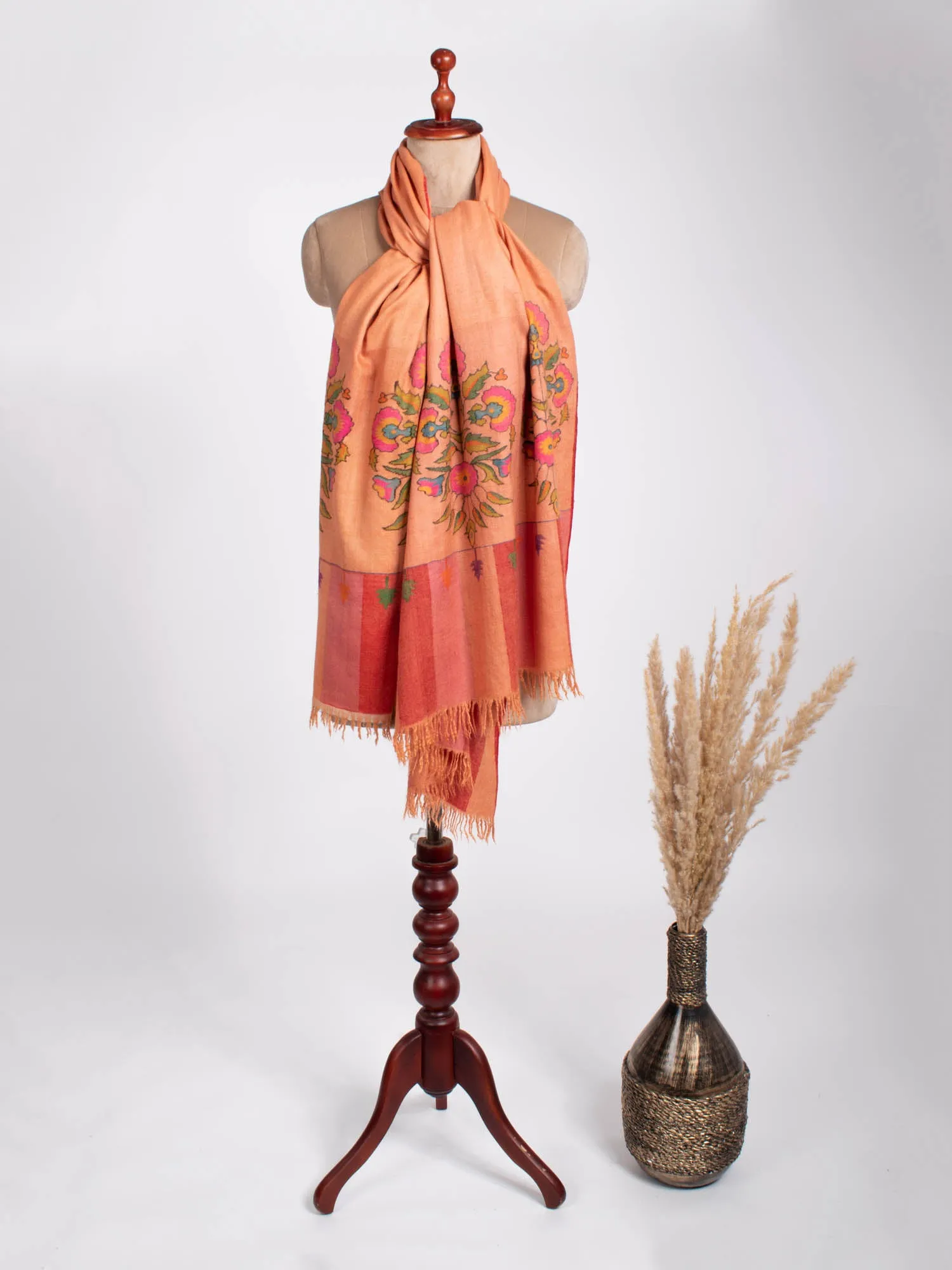 Peach Palla Kani Pashmina Shawl - WALSENBURG