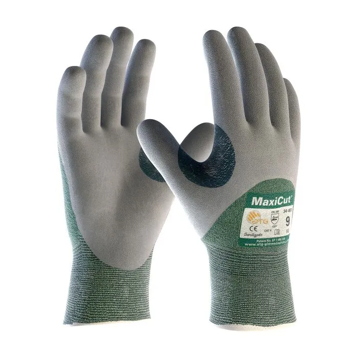 PIP ATG 18 575 MaxiCut Gloves  ANSI A2 EN 3  3/4 Coat Nitrile Micro Foam  Green/Gray (1 DZ)