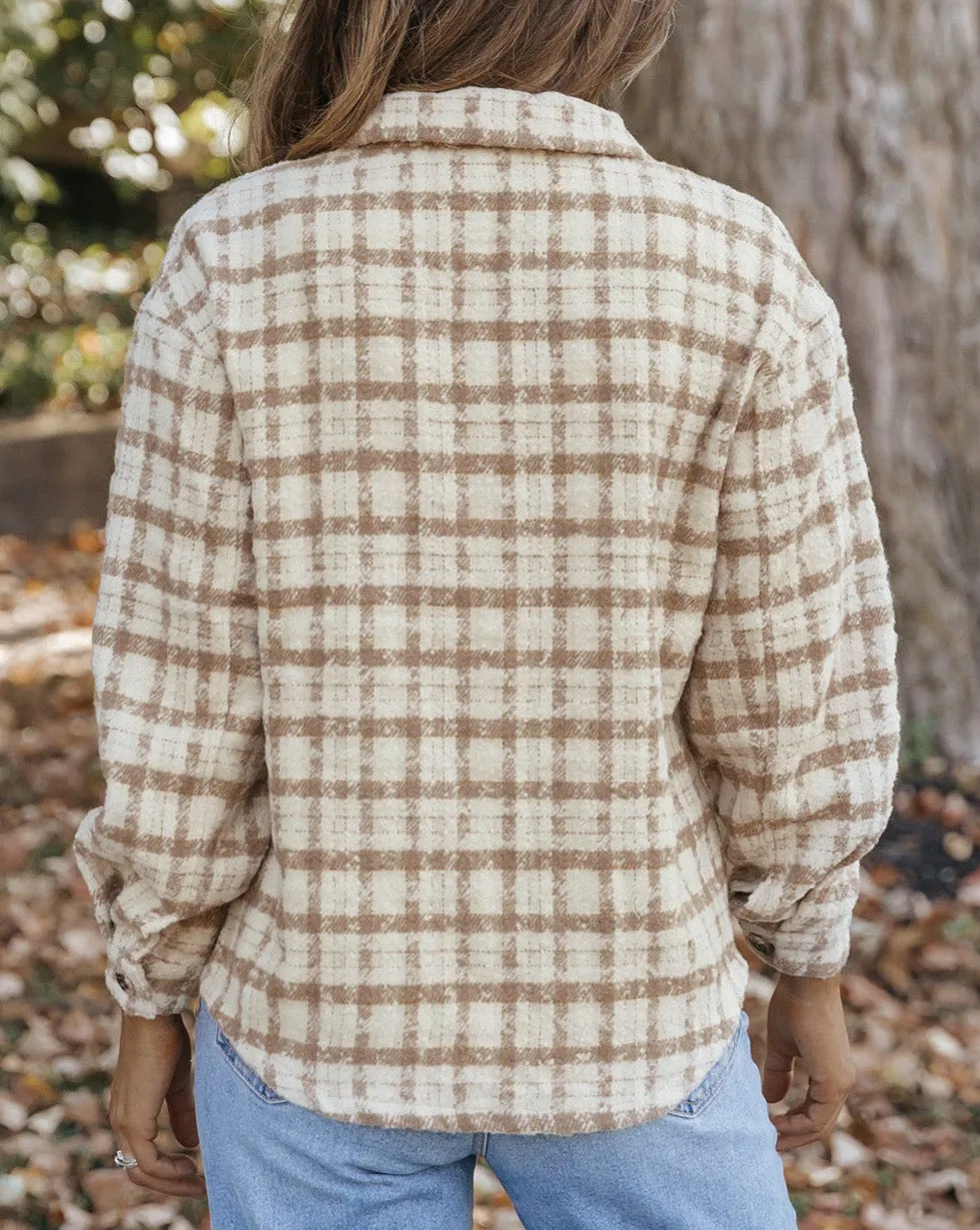 Plaid Boucle Chest Pocket Shacket