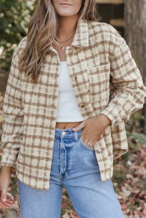 Plaid Boucle Chest Pocket Shacket