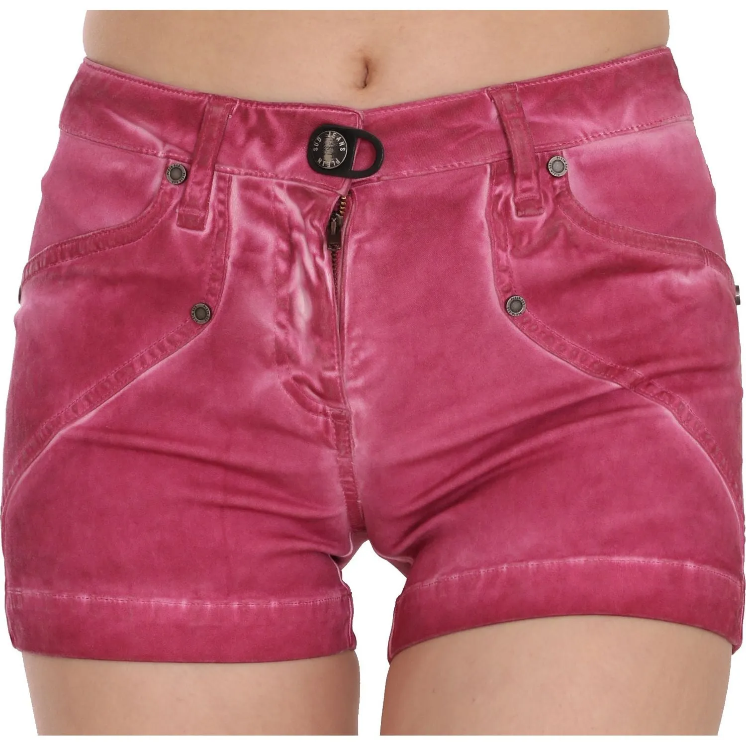 PLEIN SUD Chic Pink Washed Denim Shorts