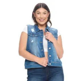 Plus Denim Distressed Vest - #1690-1692