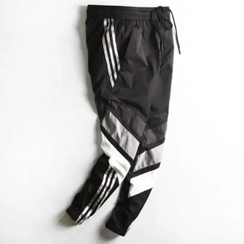 Pocket Stripe High Waist Contrast Color Track Pants