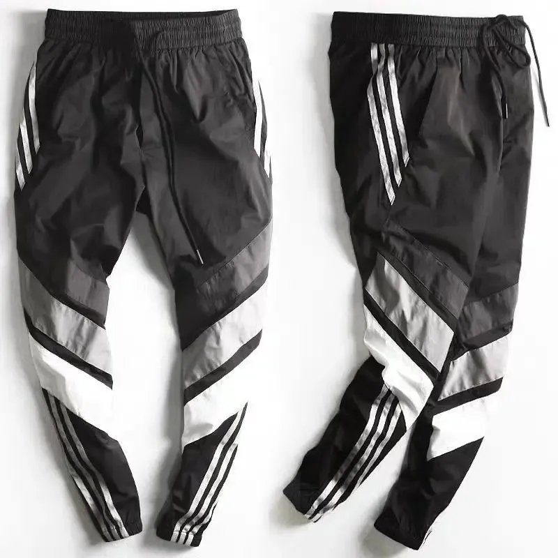 Pocket Stripe High Waist Contrast Color Track Pants